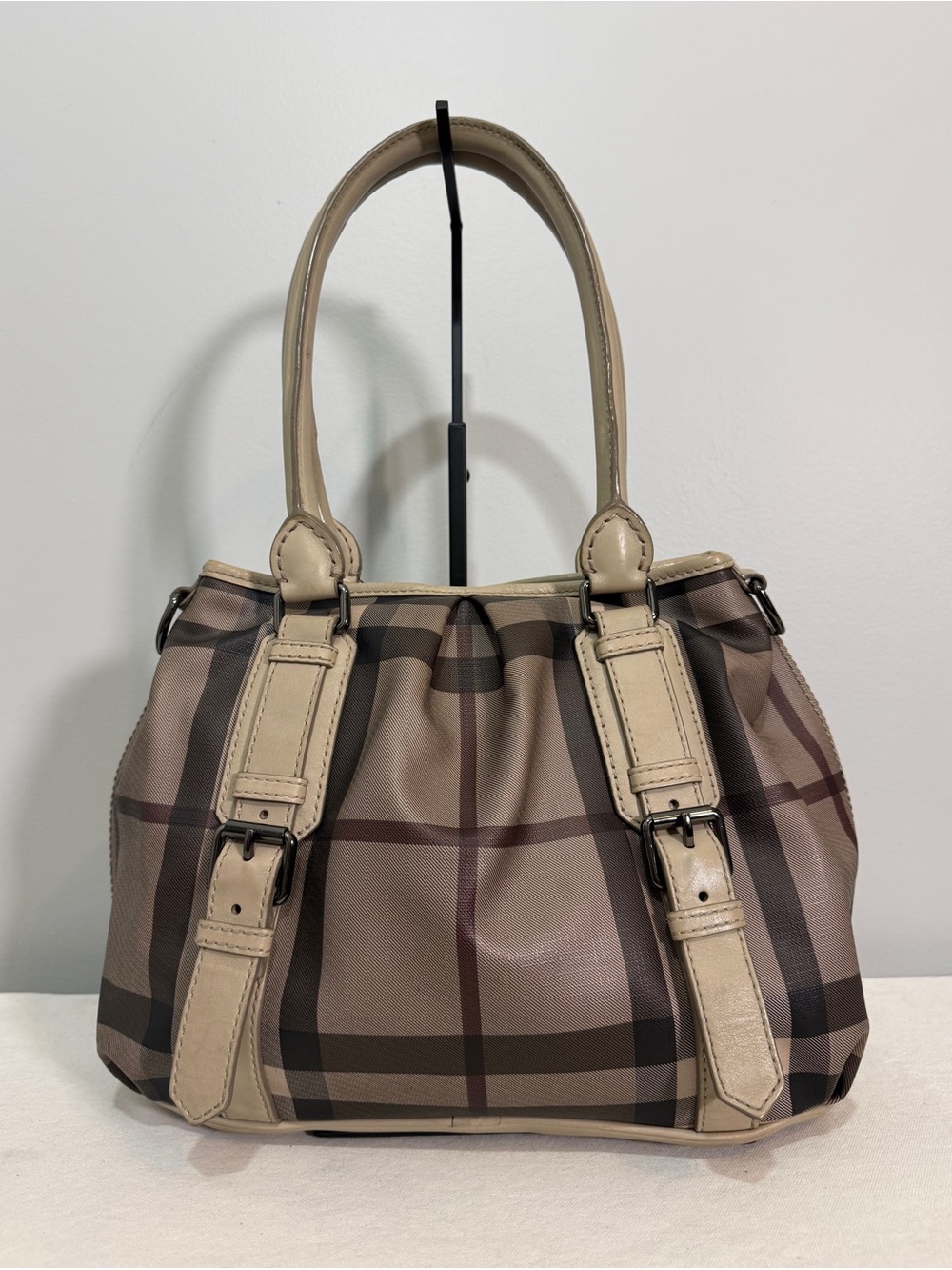 Burberry Smoked Check Satchel Crossbody Bag Multicolor & Dust Bag - Picture 5 of 17